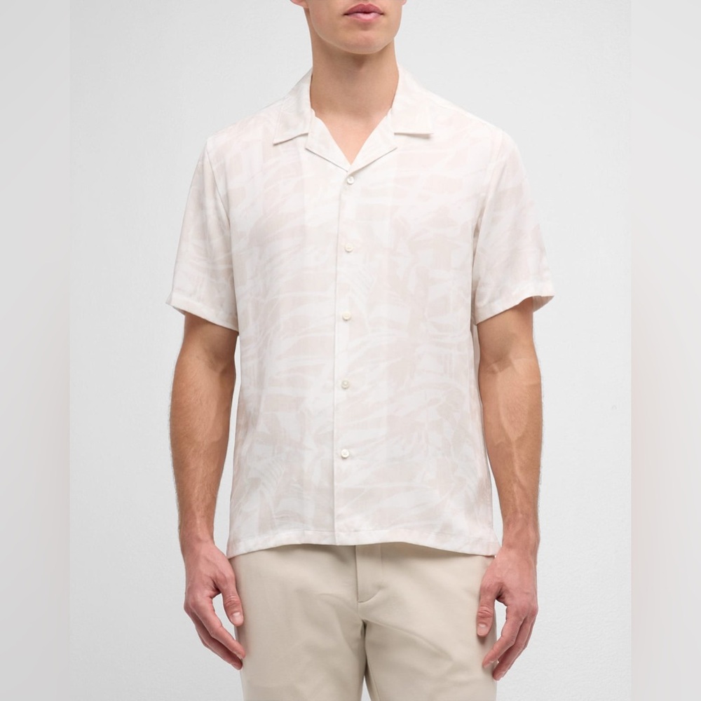 Theory Men's Irving Abstract Palms Camp Button Down Casual Shirt